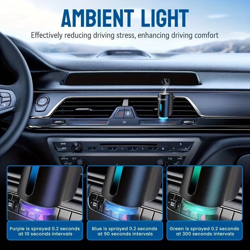(Accessory 3 Bottles 10oz Essential Oils Sold Separately)Car Air Freshener Diffuser with 3/6 Bottles Freshener Perfume Fragrance, Lasts 45 Days, The Three Adjustable Intensity Levels, Portable Waterless Car Fresher