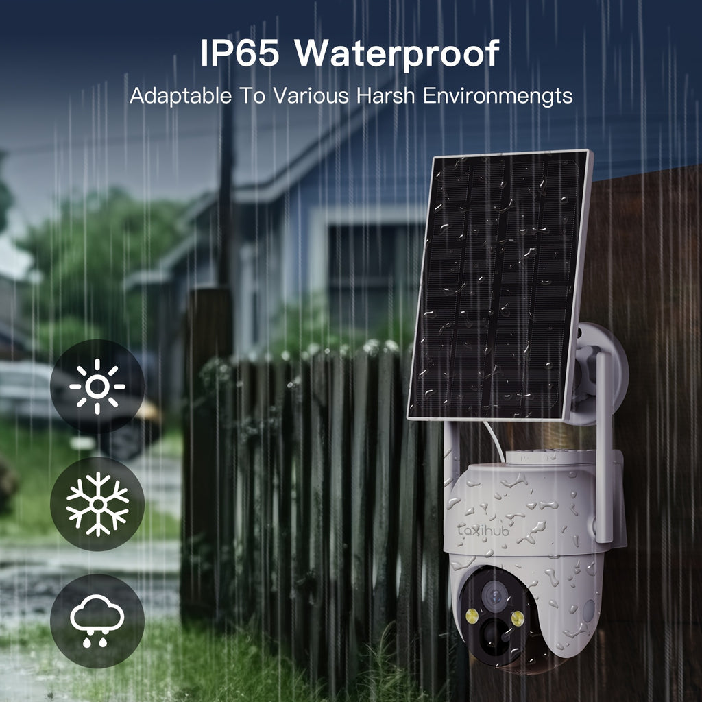 Laxihub GO2T 1296P FHD, 3MP FHD Security Camera Wireless Outdoor, PTZ Solar Wireless Security Camera with AI Human Detection, Wire-Free Battery Solar Powered, Color Night Vison, 2.4G Wi-Fi, 2-Way Audio, Prevent Rainwater Damage, Cloud Storage Outdoor