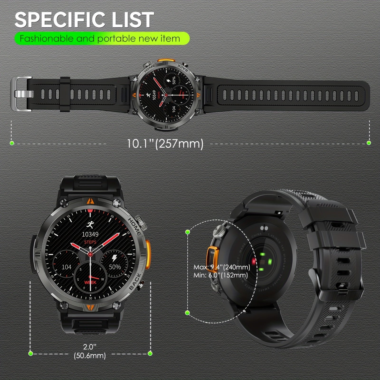 Smart Watch for Men, Wireless Answer Make Calls, Message Notification, HD Touch Smartwatch, Step Counter Sports Smart Watch, Compatible with iPhone and Android Phones