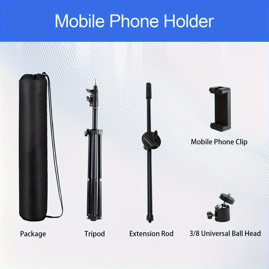 Adjustable 62in Phone Tripod, with Travel Bag, Overhead Phone Holder, Desktop Tripod for Cookie Decoration and Teaching Online Live Streaming and Demonstrating Drawing, Sketching, and Cooking