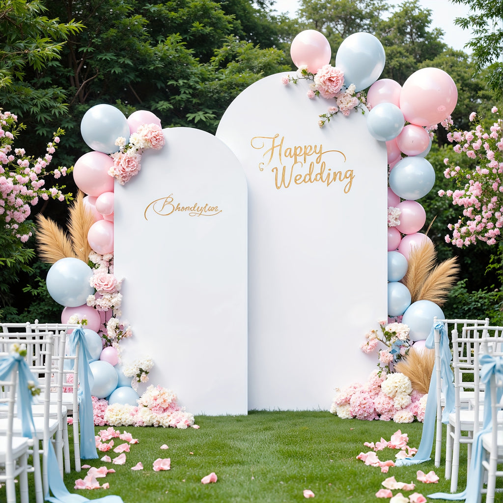 2pcs 6Ft X 6.6Ft Elegant Polyester Spandex Photography Backdrop, Stretchable And Wrinkle-Free, with Bottom Zipper Design for Arched Cover Photo Background Prop, Suitable for Parties, Wedding Ceremonies, Gender Reveals, Birthday Parties, Etc