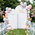 2pcs 6Ft X 6.6Ft Elegant Polyester Spandex Photography Backdrop, Stretchable And Wrinkle-Free, with Bottom Zipper Design for Arched Cover Photo Background Prop, Suitable for Parties, Wedding Ceremonies, Gender Reveals, Birthday Parties, Etc