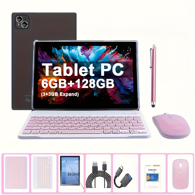 10.1-Inch Android Tablet, a Versatile 2-In-1 Device with Keyboard, Mouse, And Case, Featuring 6GB RAM And 128GB SSD, 1280X800 IPS HD Touchscreen, Dual Cameras, Wifi, And 4G LTE Support. Ideal for Home And Personal Use, Tablet, Pad