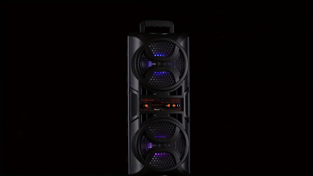 [Portable Wireless Speaker] Portable Wireless PA Speaker System with Dual 6.5" Subwoofer - Powerful Bass Sound with TWS Function, AUX, USB, FM, Wired Microphone Inputs, LED Light, Remote Control, for Outdoor Party, Karaoke, And Other Outdoor Activities