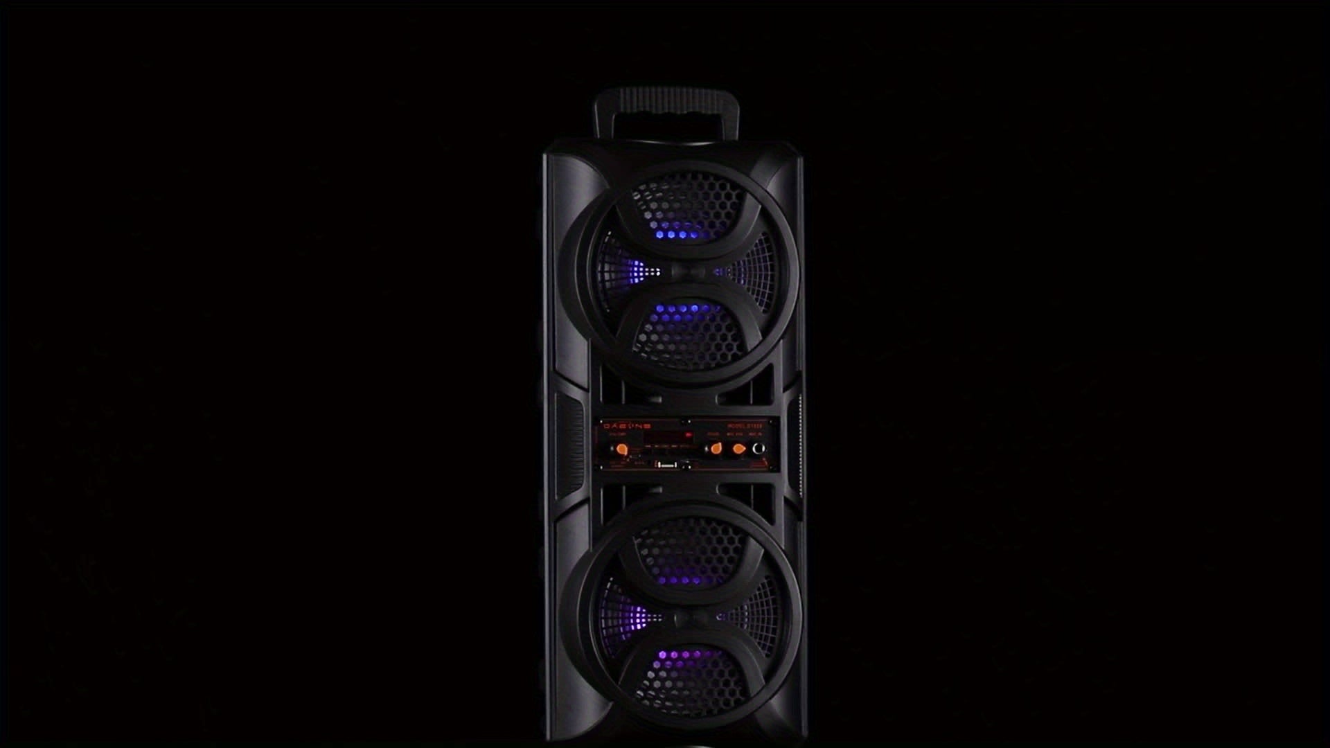 [Portable Wireless Speaker] Portable Wireless PA Speaker System with Dual 6.5" Subwoofer - Powerful Bass Sound with TWS Function, AUX, USB, FM, Wired Microphone Inputs, LED Light, Remote Control, for Outdoor Party, Karaoke, And Other Outdoor Activities