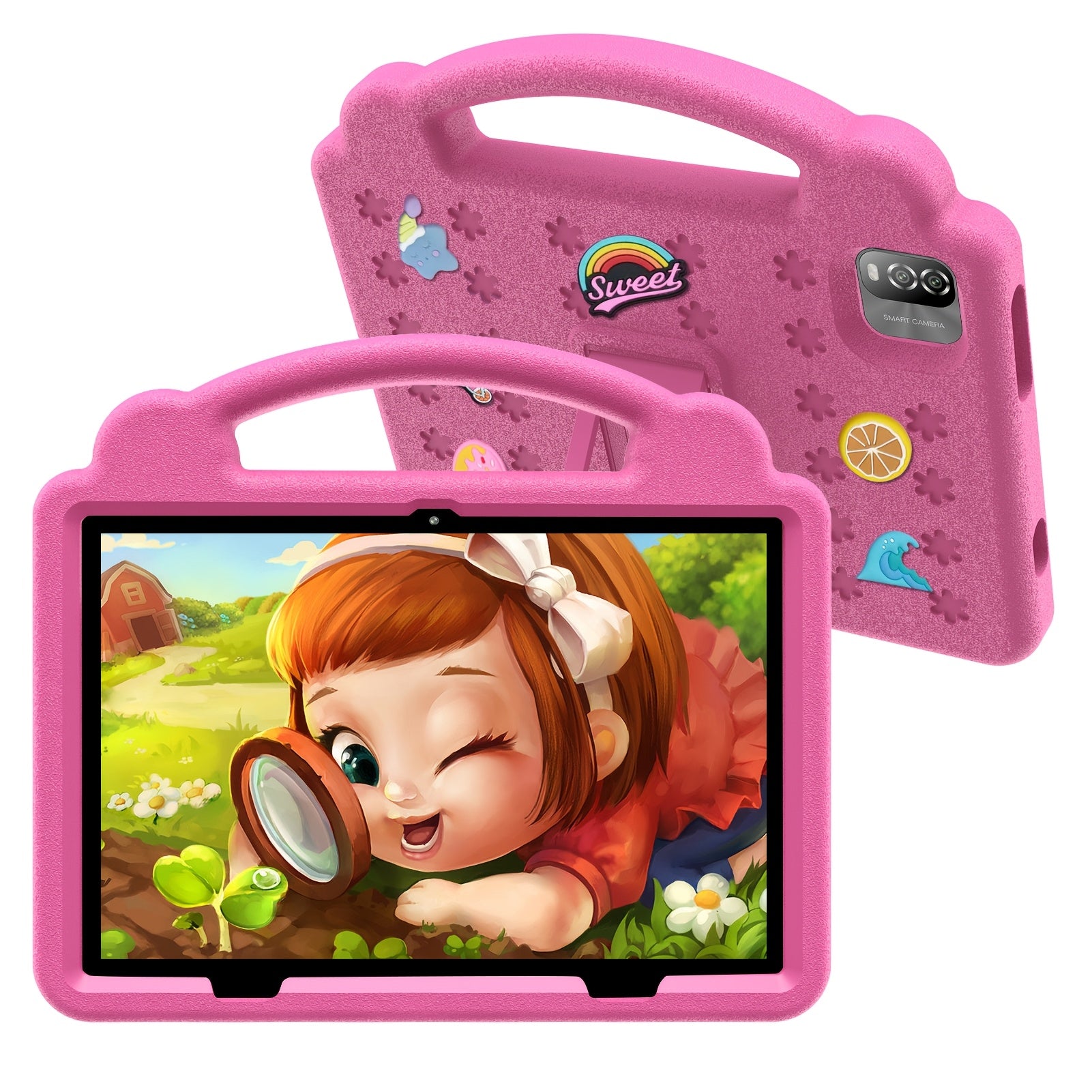 [10.1-Inch Kids' Tablet] Android 15 Tablet, 10.1-Inch Kids' Tablet with Protective Case, 12GB (3GB + 9GB Expandable) ROM, 64GB RAM, Wi-Fi, Dual Cameras, Parental Controls, Pre-Installed Apps And Games, Educational Tablet for Preschoolers with Case, Tablet