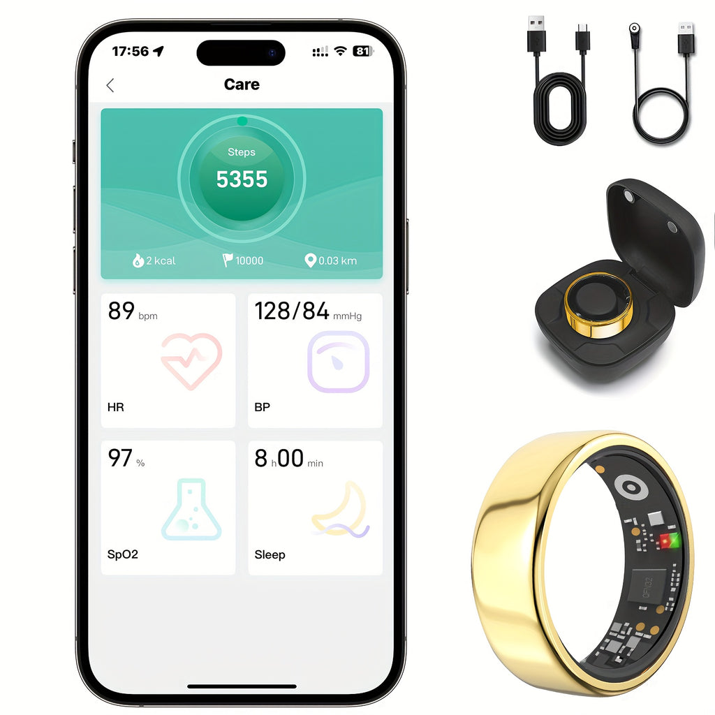 [Holiday Gifts] Smart Ring Health Tracker With Charging Compartment, Step Count Calorie Sleep Monitoring, Suitable For iPhone And Android Devices, Holiday Gifts For Family/Friends/Colleagues, Long Battery Life, Pedometer, Calorie Monitor, Modern Minimalis