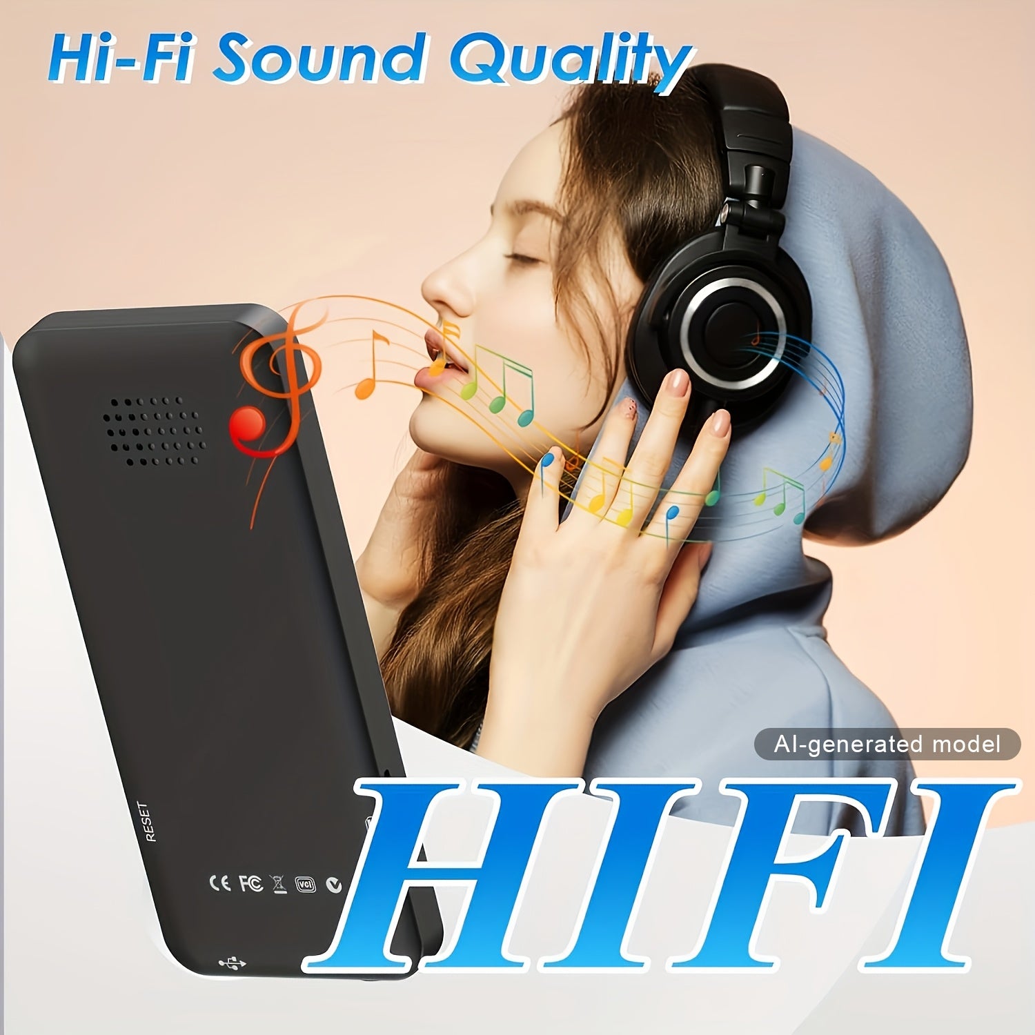 [Portable Wireless5.0] MP3 Player With Wireless & 64G Micro SD Card Build-In Speaker Wireless 5.0 Portable MP3 FM Radio Photo E-Book Reader 1.8 Inch Screen Supports Up To 64GB (Black)