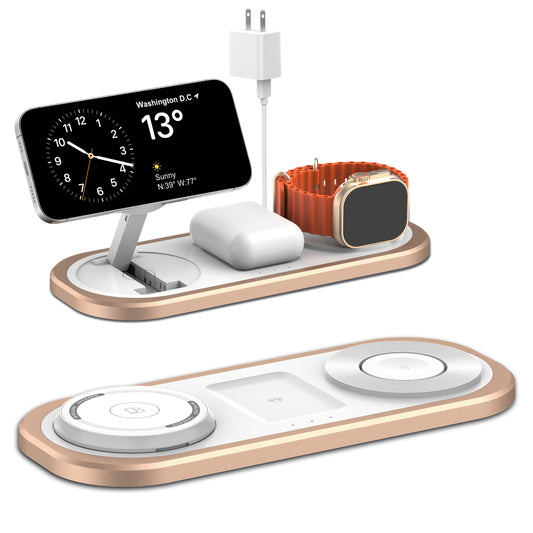 [3 in 1 Wireless Fast Charger] 3 in 1 15W Wireless Fast Charger for Iphone, Foldable Charging Station for Iphone 16/15/14/13/12/Pro Max/Pro/Mini/Plus, for Iwatch 10/9/8/7/SE/6/5/4/3/2/1/Ultra2/Ultra, for Airpods Pro/2/3/4