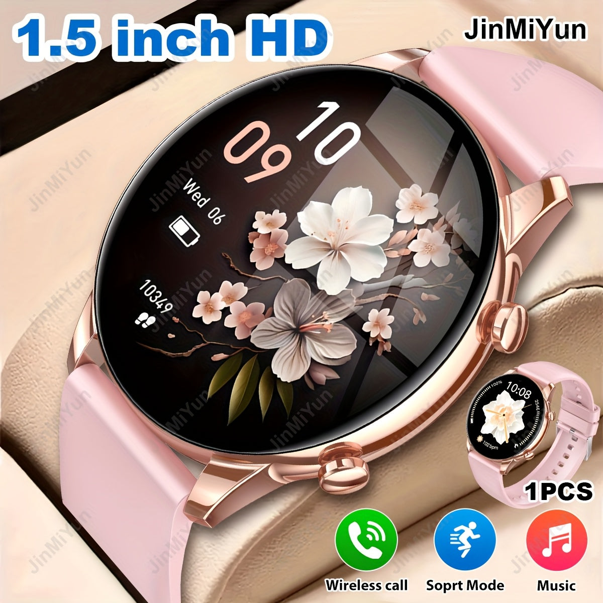 1. 5-Inch Full Screen Touch Sports Smartwatch, Suitable for Men and Women Outdoor Fitness Watch with Wireless Call/Message Alerts/Multiple Sports Modes, Multi-Function Phone Answering/Dialing, Remote Photo Capture/Music Playback, Activity Tracker &