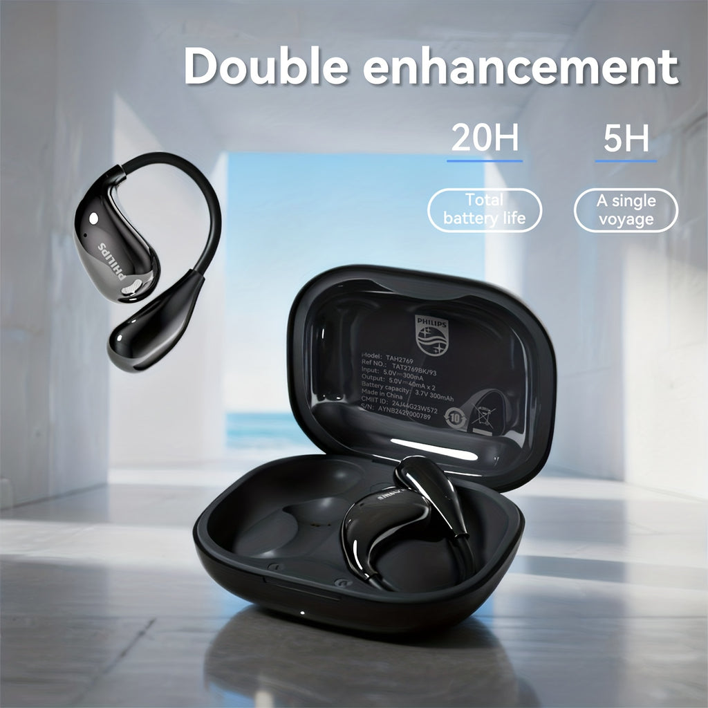 PHILIPS 2025 Wireless Earbuds - New Upgrade V6. 0, Low Latency, for Long Battery Life, Sound Isolation, with Mic for Gaming, for Sports, And Music Suitable for Sports Enthusiasts Or Users Who Wear Headphones for Long Periods of Time