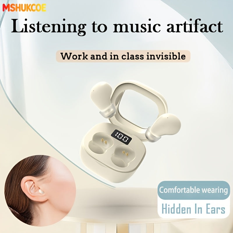 MSHUKCOE Invisible Sleeping Headphones - Ultra Thin Sports in Ear Wireless Wireless Earphones, 6D Bass Sound Effect HIFI Music Earbuds, Low Latency, Dual Noise Reduction And Sleep/Game Mode, Ultra Long Battery Life, Suitable for Birthday Gifts