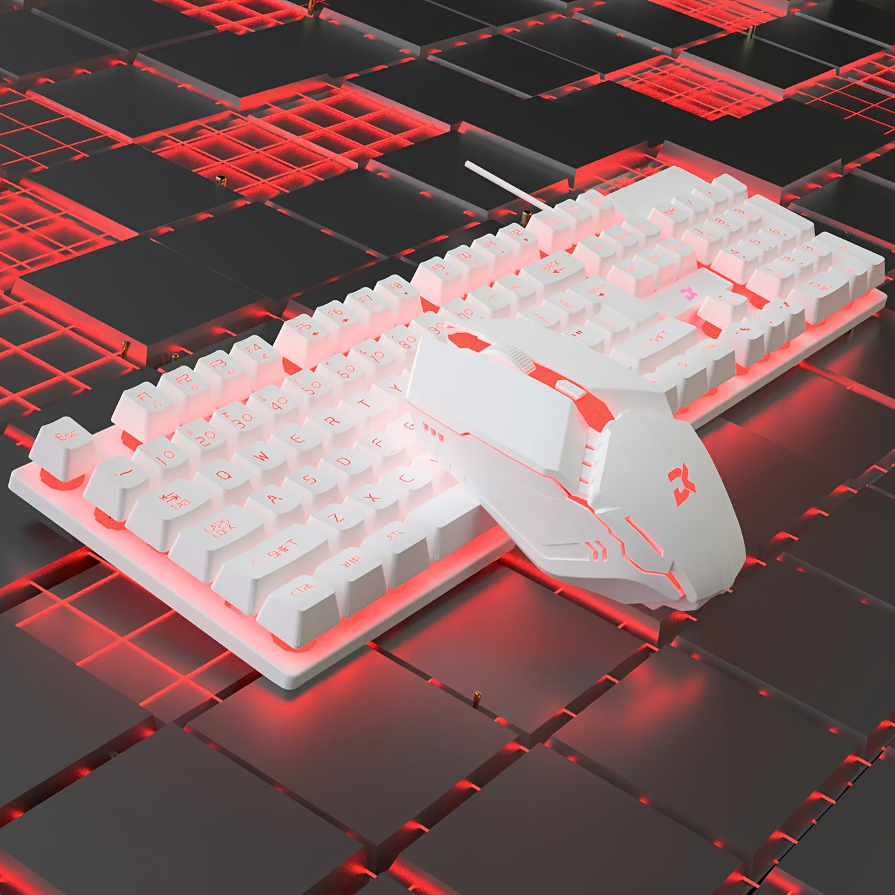 Wired Illuminated Keyboard And Mouse Set, Gaming Computer, Desktop Laptop, Floating Keycap, Mechanical Touch, USB Head
