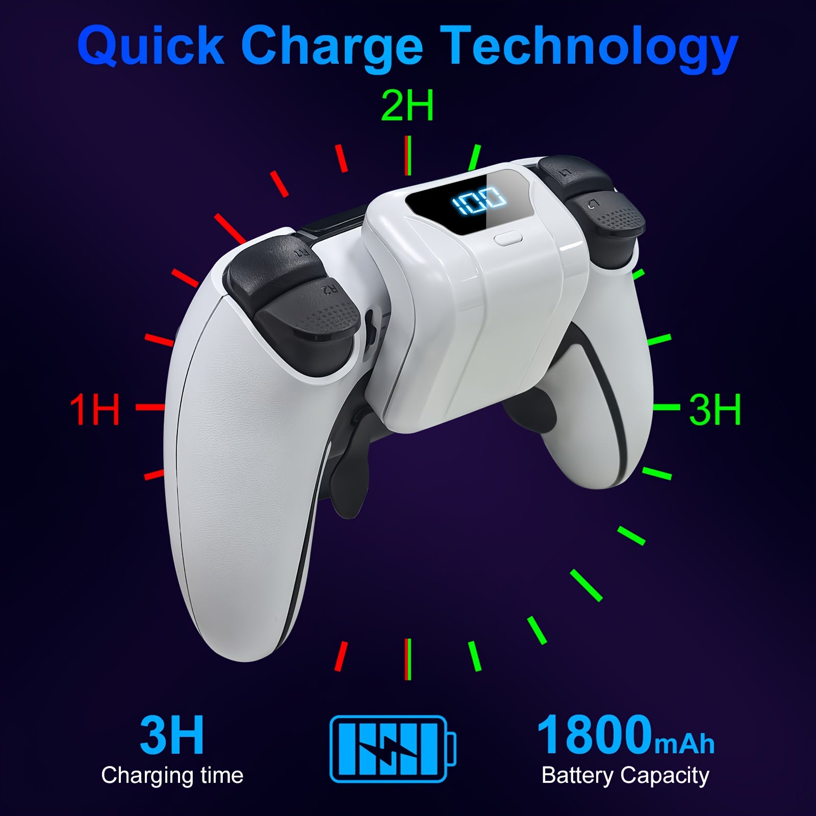 Rechargeable Battery Pack for Ps5/Dualsense Edge Controller, Built-In High Capacity Battery: 1800Mah-2000Mah with LED Indicator And Charging Cable, Charging Kit for Playstation 5/Dualsense Edge Controller, Great Gaming Gift