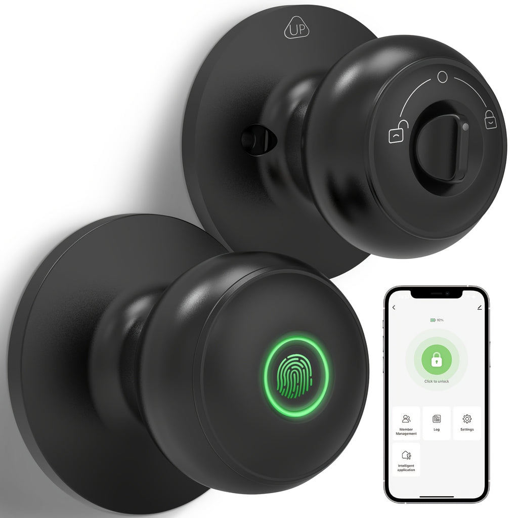 Smart Fingerprint Door Lock Handle - Smart Door Lock With Handle 3 In 1 With IC Card/Key/100 Fingerprint Biometric Electronic Keyless Door Lock For Bedroom Home Hotel Office Easy Installation Black.