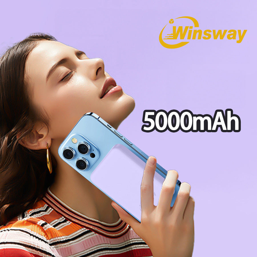 Winsway 5000mAh magnetic mini mobile power bank, supports PD and QC 3.0 fast charging, colorful and versatile, suitable for iPhone 17/16/15/14/13 series