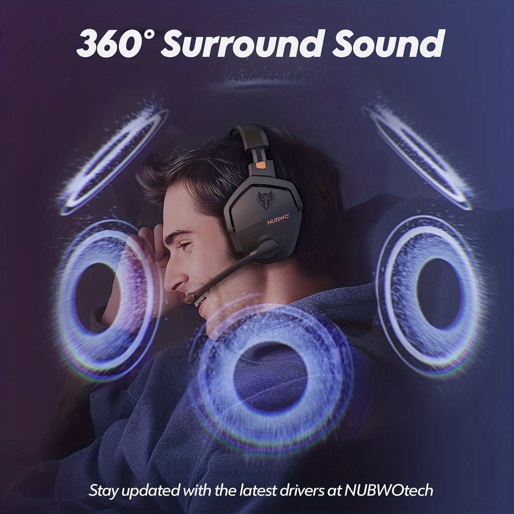 NUBWO G06 2.4GHz Gaming Earphones, Wireless Wireless Earphones, 7.1 Sound Effects, Sound Positioning, Long-term Wear Without Pain, High-definition Dual Directional Microphone, 23ms Ultra Low Latency, 100h 1200mAh Large Capacity Battery