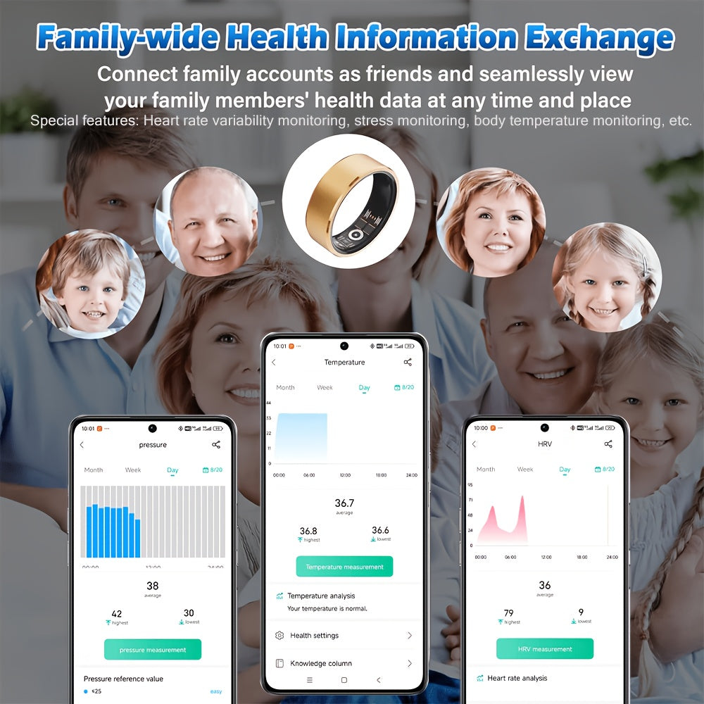 Smart Ring Health Tracker, Health Rings for Women & Men, Sports Rings with Steps, Calories, Sleep Ring Monitor for iPhone Android, Fitness Tracker, Health Tracker Ring - Mother's Day Gifts