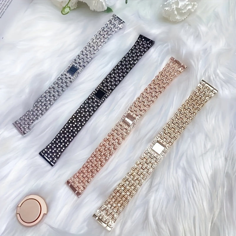 [Stylish Watch Strap] Compatible With For Apple Watch Ultra2 And Models 10 Through 1, Including SE, This Watch Strap Is Adorned With Rhinestones, Making It Stylish And Attractive. It Features A Five-Point Diamond Design Along With A Double Row Of Rhinesto