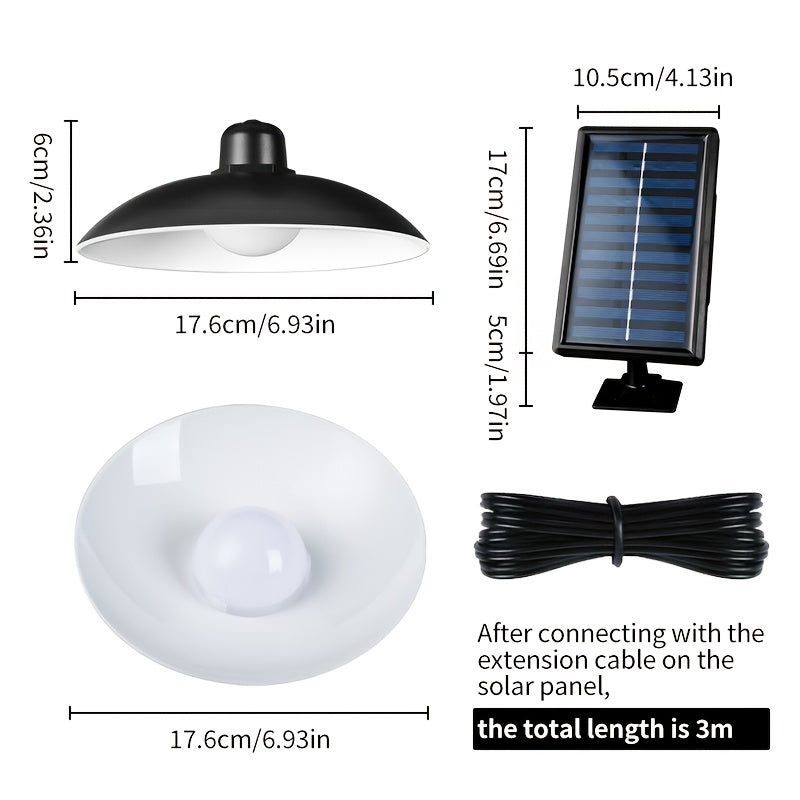 1 Pack Solar Pendant Light, Indoor Outdoor Solar Powered Lighting Fixture, Adjustable Brightness, 3 Brightness Modes, Rechargeable Solar Battery, 3200 Mah Large Capacity Battery, Remote Control, 2 Solar LED Bulbs, Warm Light And White Light Styles