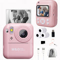 W&O Instant Print Camera With Print Paper - 48MP Digital Camera With Flash, MP4, Puzzle Game, 32G TF Card And Card Reader, Outdoor Photography Mini Digital Camera Printer With 2.4'' 1080P FHD Cartoon Photo Mini Camera - Great Birthday Christmas Gift