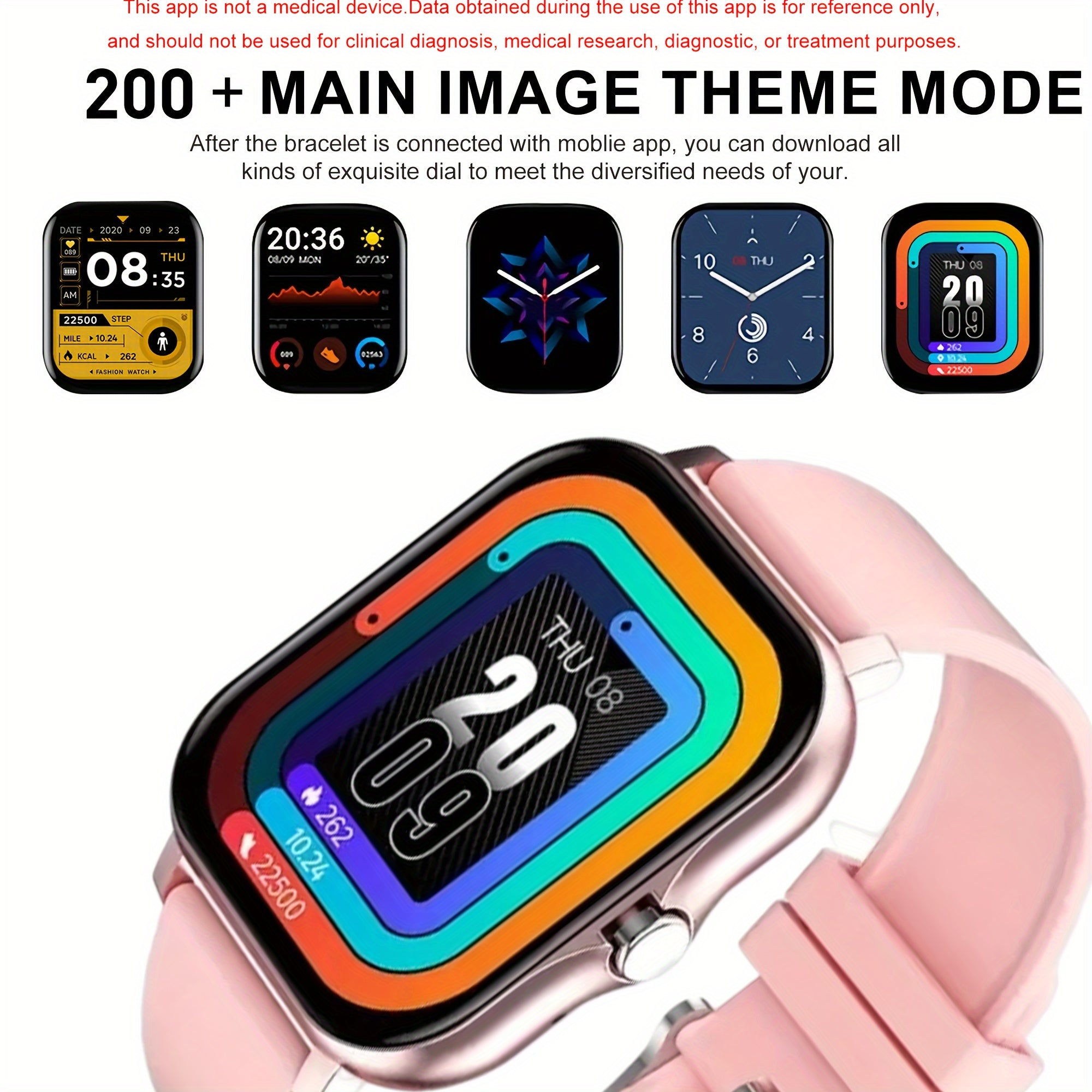 Smart Watch with SMS for Android/Iphone, Fitness Tracking Watch, Sports Mode, Pedometer, Distance, Calories, with Call Function, Multiple Sports Modes, Multiple Interfaces to Choose Freely, Unisex