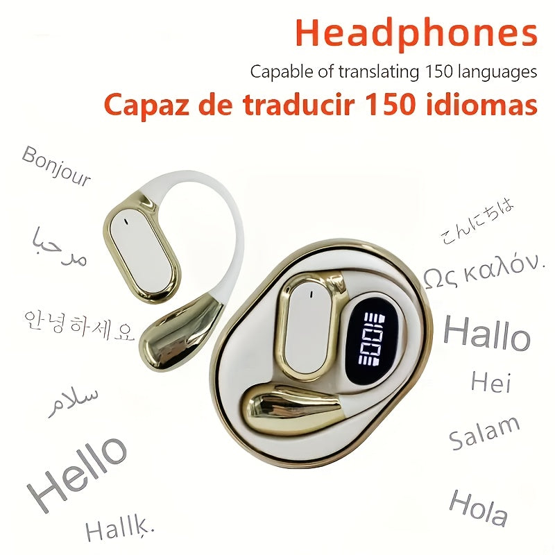 Wireless Translation Headphones with AI Voice Translation, No Latency Music, Real-Time Speech Translation, 156 Language Support, Type-C Charging, Includes Free Lanyard - Ideal for Multilingual Communication