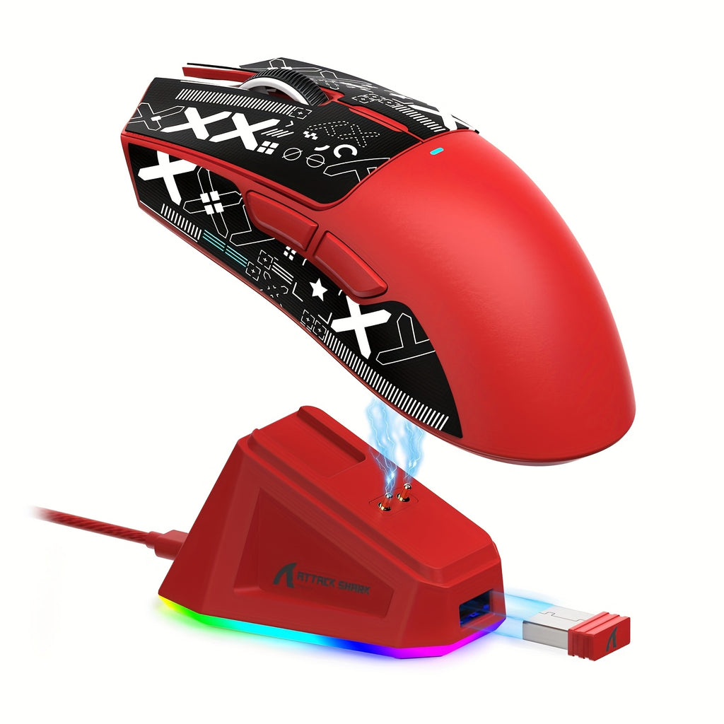 ATTACK SHARK X11 Lightweight Wireless Gaming Mouse with RGB Charging Dock, Tri-Mode-2.4G/USB-C Wired/Wireless, PAW3311 Optical Sensor, HUYU Switch, 5 Programmable Buttons for PC/Mac, Wireless Mouse for Gaming, Gaming Mice, Gaming Mouse Wireless, Pc Gaming