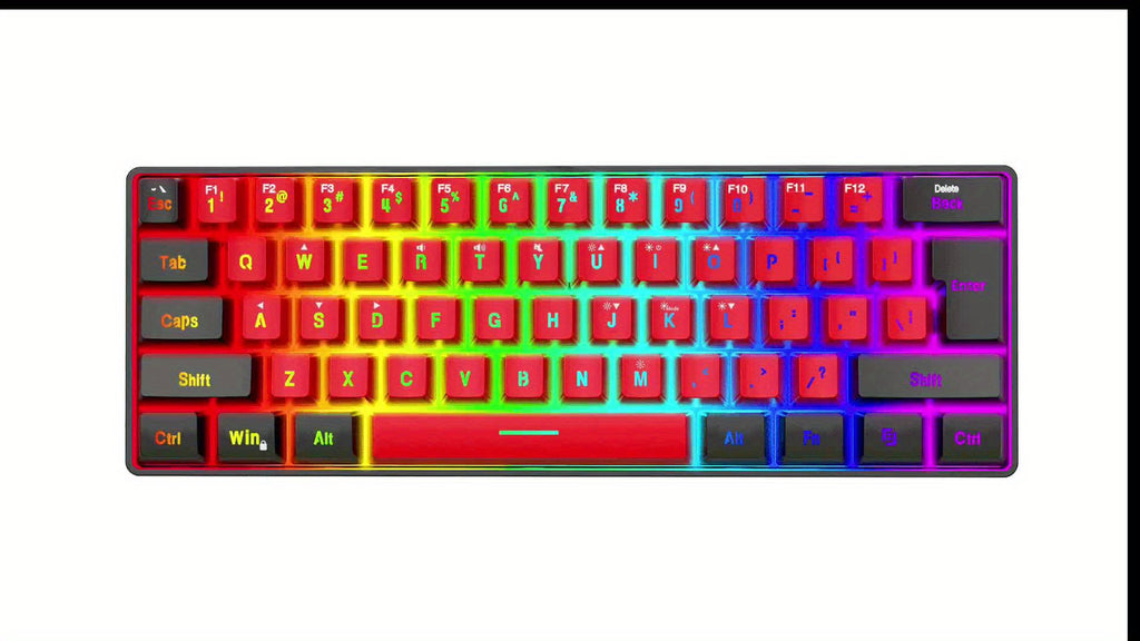 SNPURDIRI 60% Wired Gaming Keyboard, Small RGB Backlight Film Gaming Keyboard, Ultra-compact Mini Keyboard Suitable For Computer Game Players Black Red