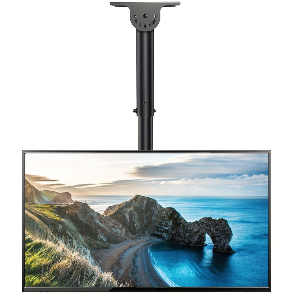 Black Height Adjustable Ceiling TV Mount, Rotating TV Bracket, Full Motion Hanging Ceiling TV Mount For 26-65 Inch Flat Screen Displays And TVs, Pole Ceiling Mount, Supports Up To 110 Lbs, Max VESA 400x400mm.