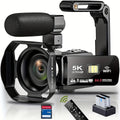 DINGETU 5K Video Camera Camcorder, 64MP WiFi Vlogging Camera for YouTube with IR Night Vision, 18X Digital Zoom, 3" Touch Screen, Webcam, Microphone, Remote Control & 2 Batteries