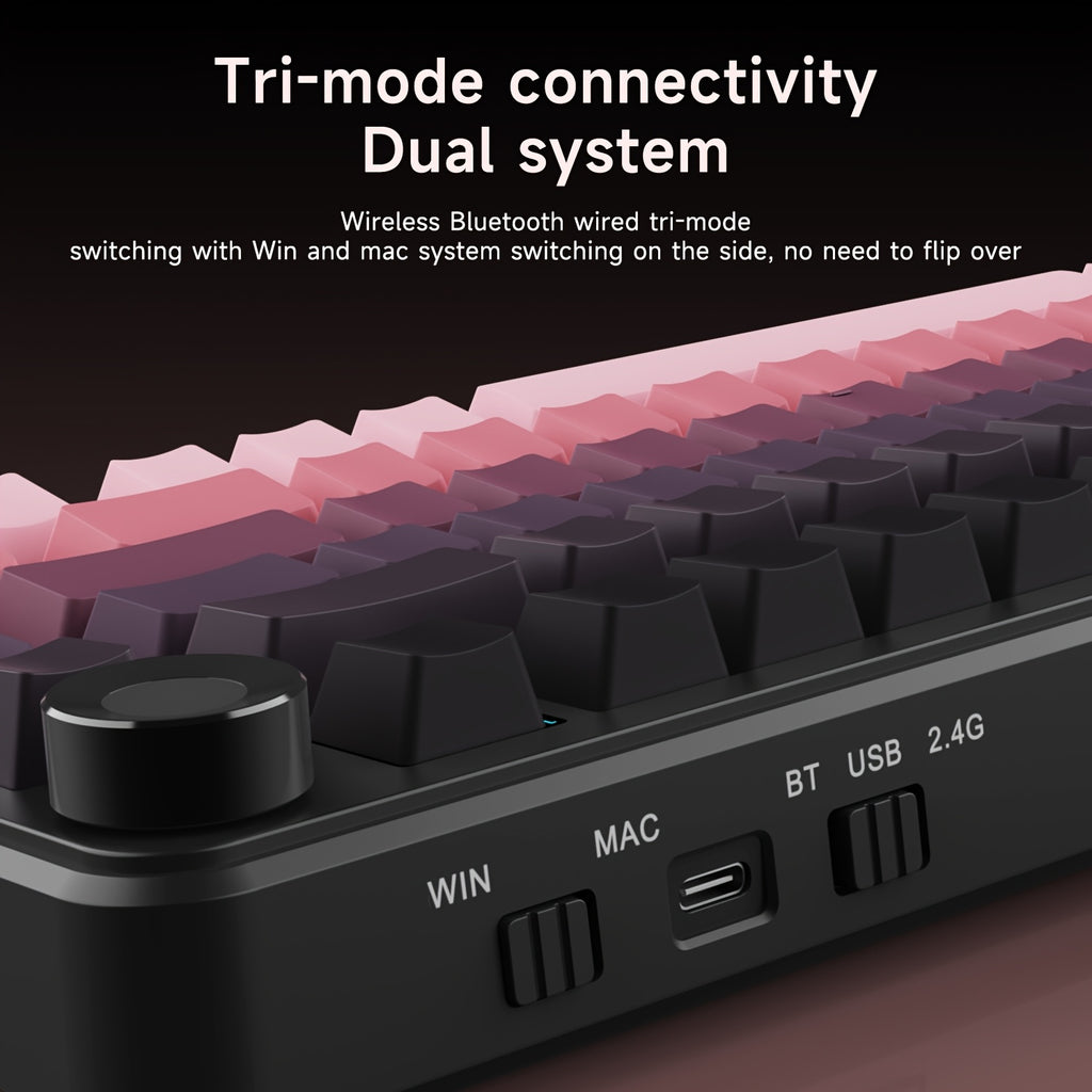 AJAZZ AK820/AK820MAX PLUS 75% (Wired/2.4wireless) RGB Gasket Mechanical Keyboard With Volume Knob, South Facing LED, Poron Foam, PBT Keycaps, Programmable Hot-Swap Keyboard