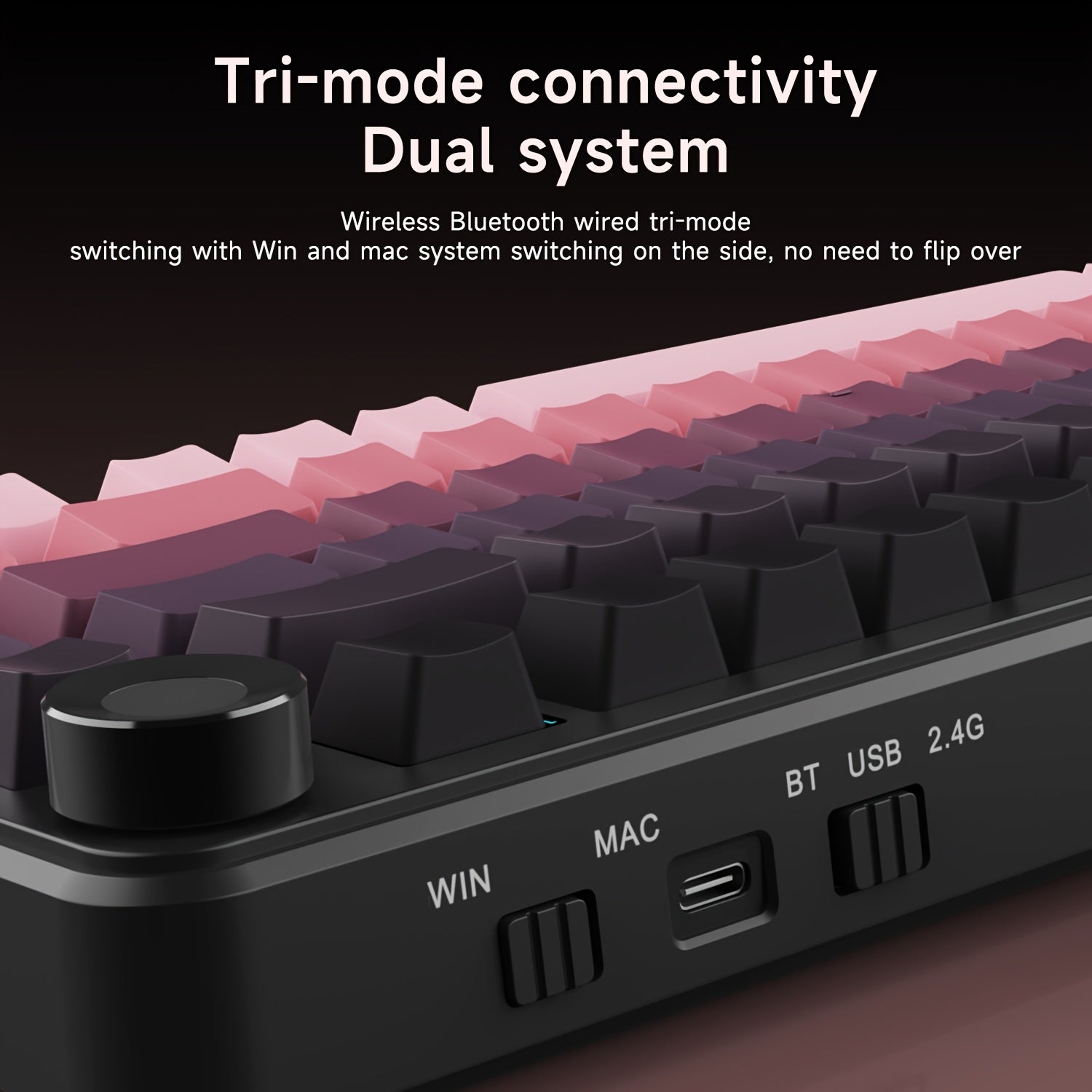 AJAZZ AK820/AK820MAX PLUS 75% (Wired/2.4wireless) RGB Gasket Mechanical Keyboard With Volume Knob, South Facing LED, Poron Foam, PBT Keycaps, Programmable Hot-Swap Keyboard