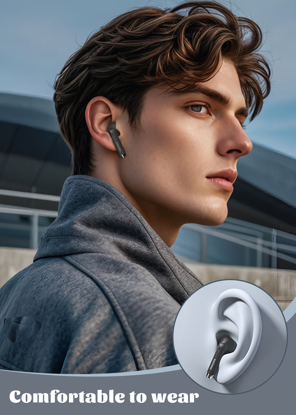 PHILIPS 2025 Wireless Earbuds - New Upgrade V6.0, Low Latency, Long Battery Life, Sound Isolation, with Mic for Gaming, Sports, And Music
