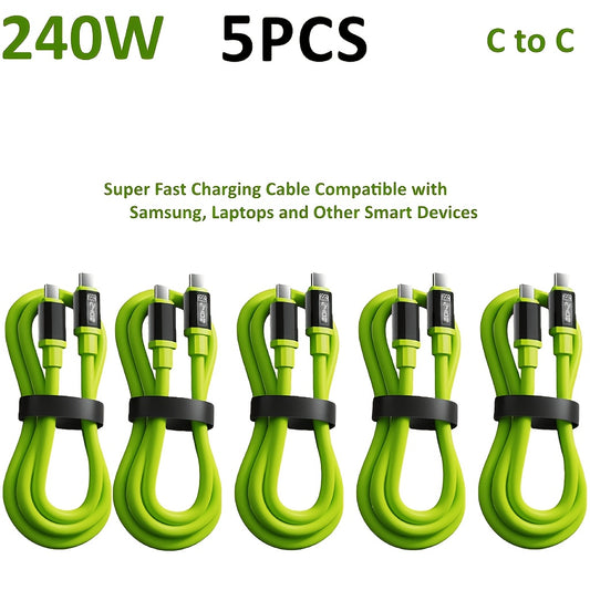 [Ideal Gift] 3/5 Pack 1.5M 240W Type-C Fast Charging Cable, Compatible With All Cell Phones, Tablets And Laptops, Sturdy And Flexible Cord, Ideal Gift For Birthday And Holiday Presents
