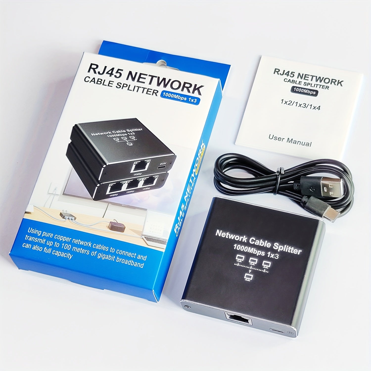 2025 New 1000Mbps 3-Port POE Ethernet Splitter - Reliable Network Extender for Computers, Laptops, Routers & Set-Top Boxes, 1 in 3 Out, 1000Mbps Speed, 5/5e/6/7/8 Cat Cable Compatible, 3 Devices Network Splitter, Ethernet Splitter | Compact Ethernet Split
