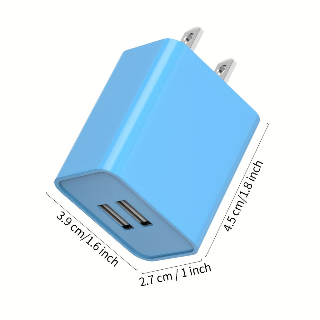 Cube-shaped USB Wall Charger (Groups 2/3/4), 5V/2.1A Dual-port, AC Adapter with Short-circuit Protection, 100-240V US Plug, Compatible with iPhone 17/16/15/14/13/12/SE/11/Pro Max/XS/8 Plus, Google Pixel, Huawei, Xiaomi.