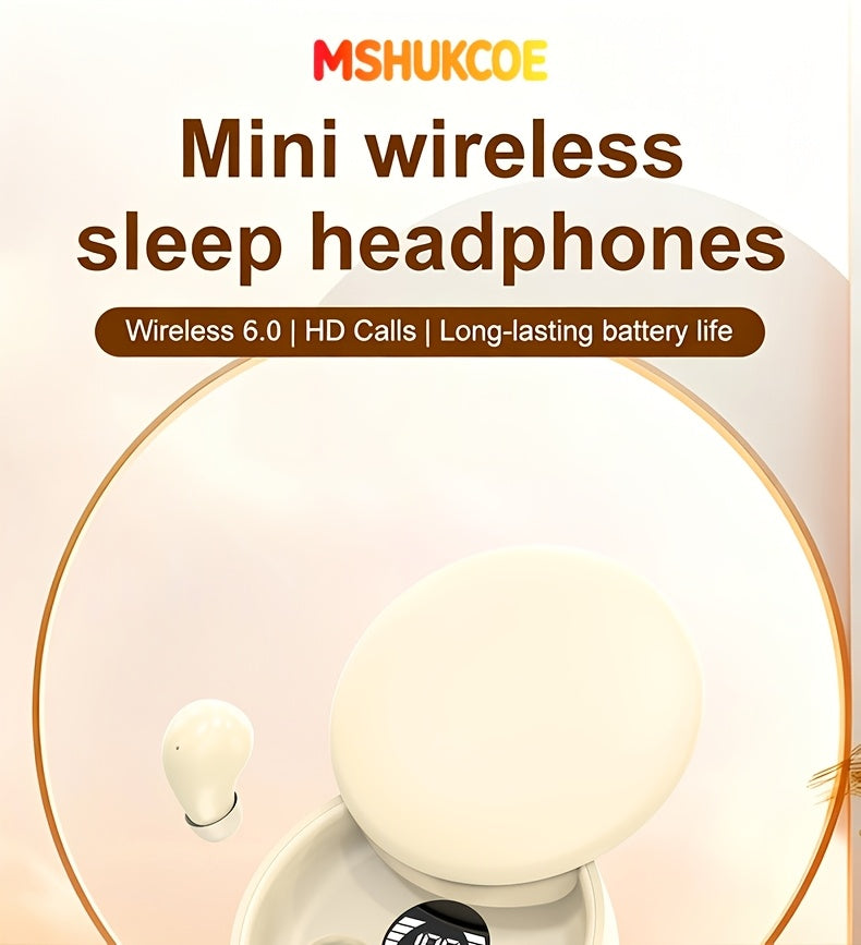 MSHUKCOE Invisible Sleeping Headphones - Ultra Small Mini In Ear Sport 6.0 Bluetooth Wireless Earphones, 6D Bass Sound Effect HIFI Music Earbuds, Low Latency, Dual Noise Reduction, And Sleep/Game Mode, Birthday Gifts for Couples, Students, And Adults