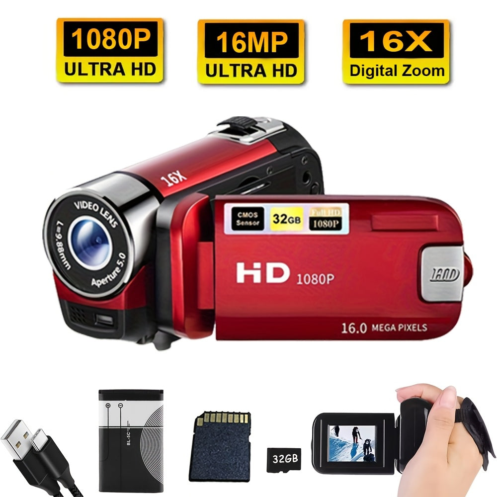 Latest 270° LED Flip Screen Digital Camera | Camera For Photography (cameras, Camaras Fotograficas): 16x Zoom, 1080P Full HD, 2.7" Display, HD Wide Angle Lens. Perfect For Outdoor Shooting, One-Touch Photo Upload To Phone