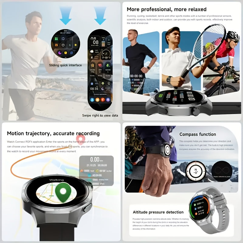 [Valentine's Day Gift] Valentine's Day Gift: Men's Smartwatch - HD TFT Display, Hexagonal Bezel, Wireless Calling & Messaging, 150+ Sports Modes, Dynamic Activity Tracker, Weather Alerts, Android/iOS Compatible (Black Silicone Strap), Activity Monitoring,