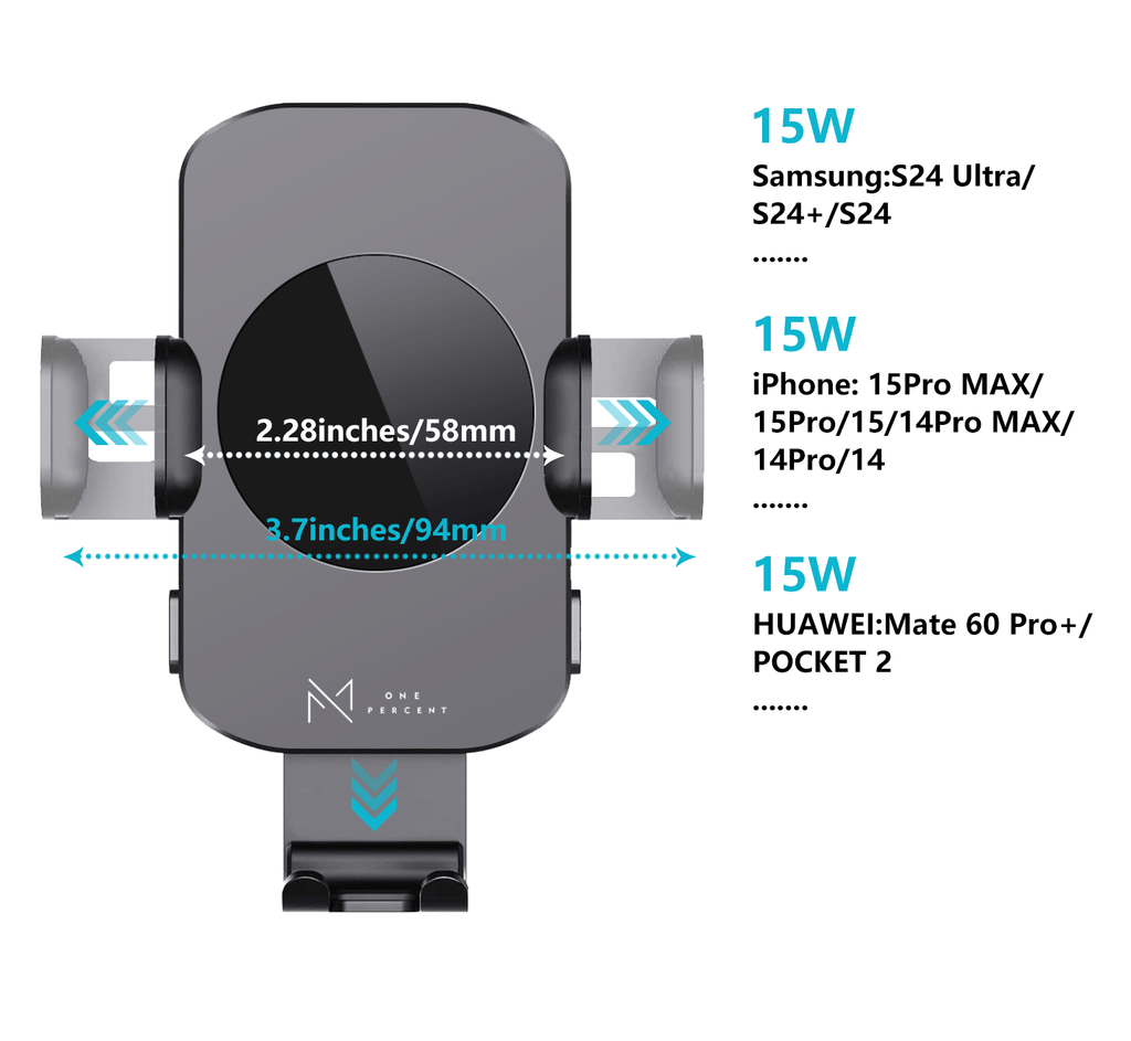 Ultra-Fast 15W RapidWireless Car Charger - Smart Auto Clamping Phone Mount for iPhone 15 14 13 12 11 Pro Max, Samsung Galaxy S23 S22 S21 - Hassle-Free, Seamless Compatibility