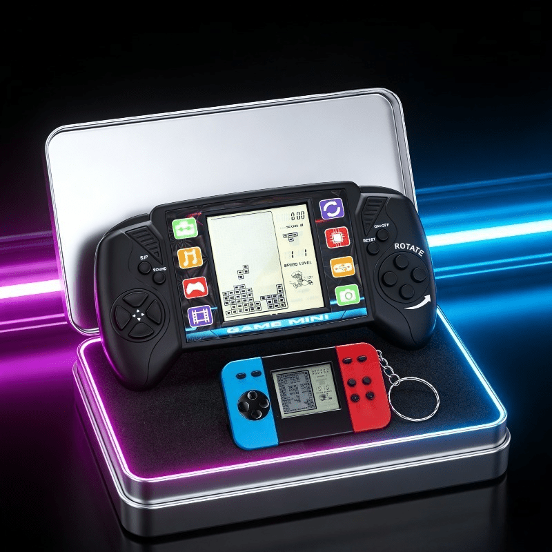 Buy One Get One Free, a Total of 2pcs Game Consoles, One 3.5-inch Enlarged Screen Retro Game Console and One Mini Arcade Game Console with Keychain, for Fun Anytime, Anywhere, Perfect Party Gifts, Easter Gifts, Christmas Gifts