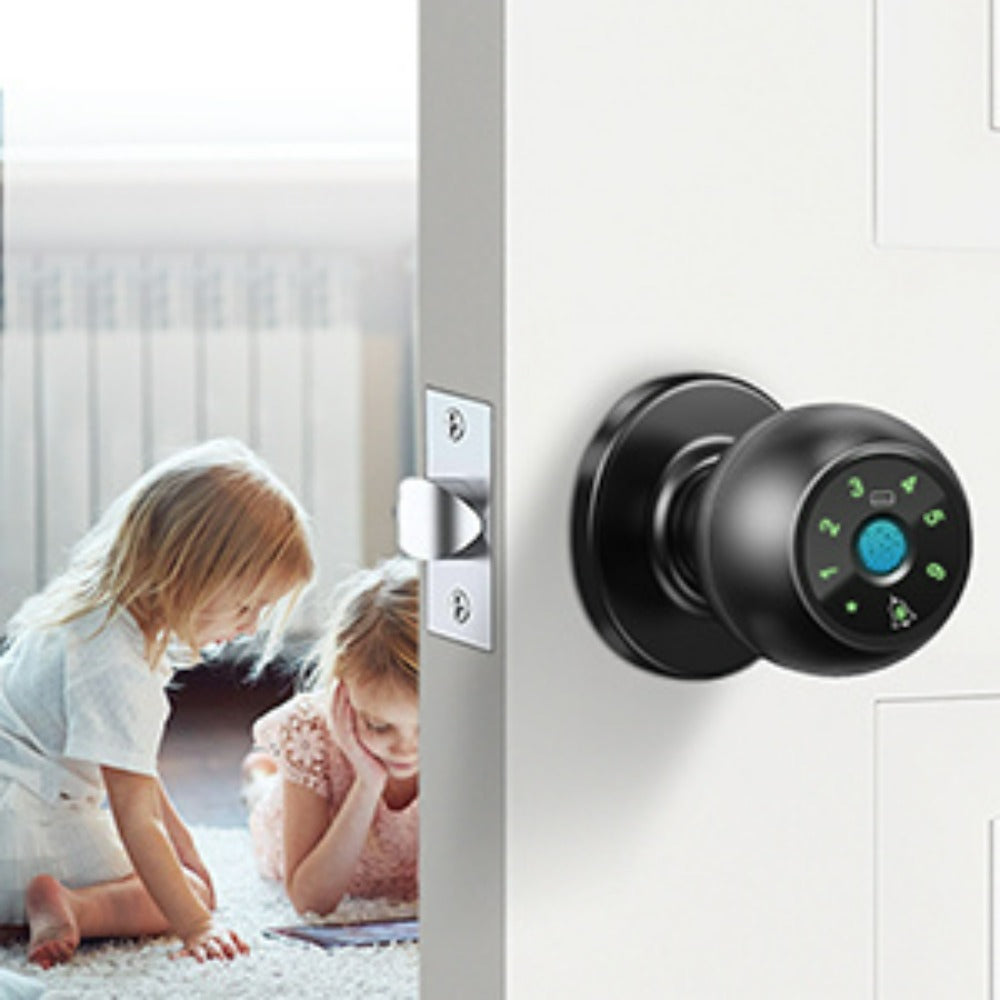 Smart Fingerprint Door Handle, This Biometric Lock Offers Five Unlocking Methods: Via Fingerprint, App, IC Card, Password, And Backup Key. It Is a Keyless Entry System, Ideal for Bedrooms And Apartments