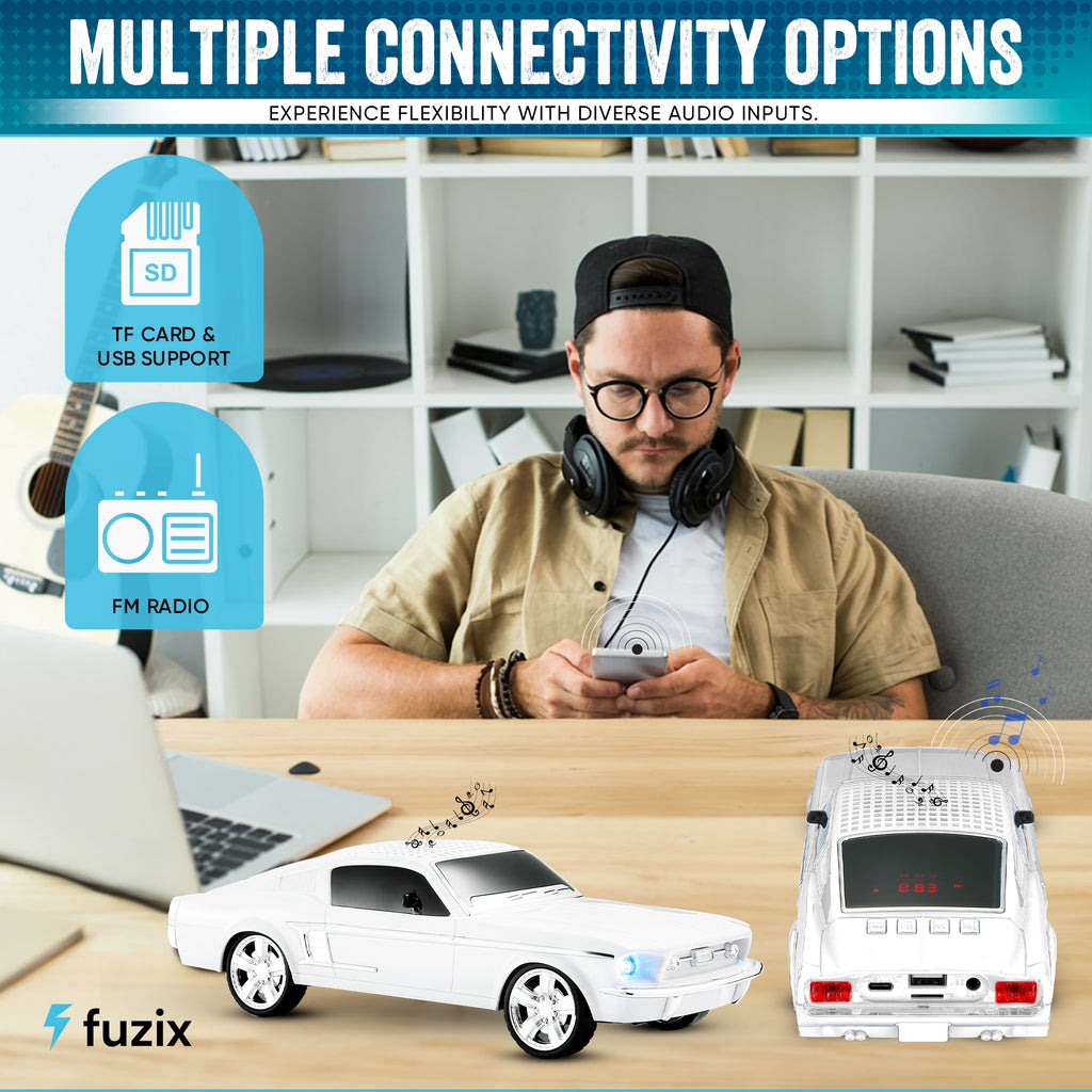 Fuzix WS-1967 Car Bluetooth Speaker – Retro Replica Design with LED Lights, Wireless Stereo Sound, FM Radio, USB/TF/AUX Input, Multiple Playback Modes, Rechargeable Battery, Clear High-Quality Audio, Perfect for Home, Travel, Parties & Festival Gifts