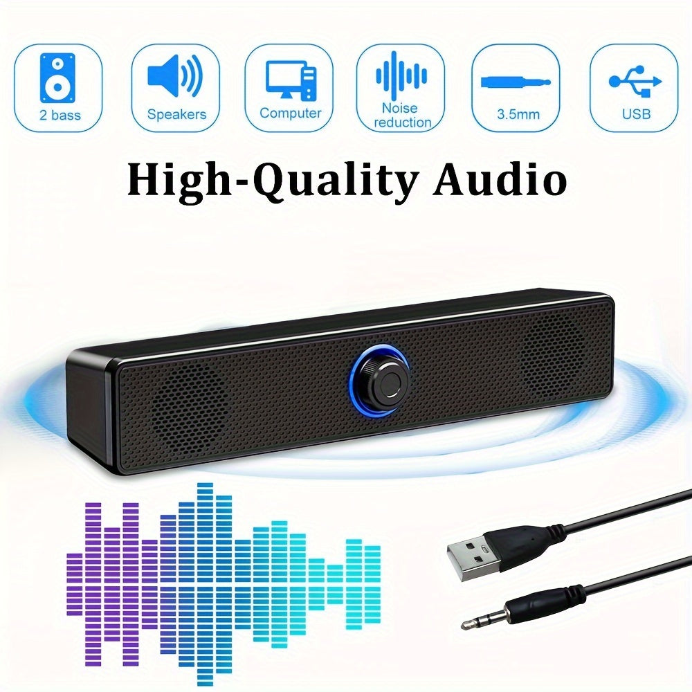 4D Audio Effect Anti-magnetic Interference, USB-powered Wired Desktop Speaker with 3.5mm Plug And Independent Volume Control, Stereo Audio Output, Suitable for Computers And Laptops.