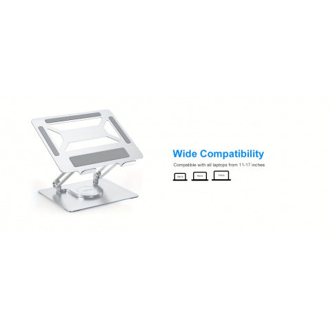 Sturdy Metal Adjustable Ergonomic Laptop Stand for Desk | 360° Rotating Base & Foldable Design, 360° Adjustable Angle, Compatible with MacBook Pro/Air & 17-inch Notebooks, Portable Workspace Enhancer | Durable Iron Construction
