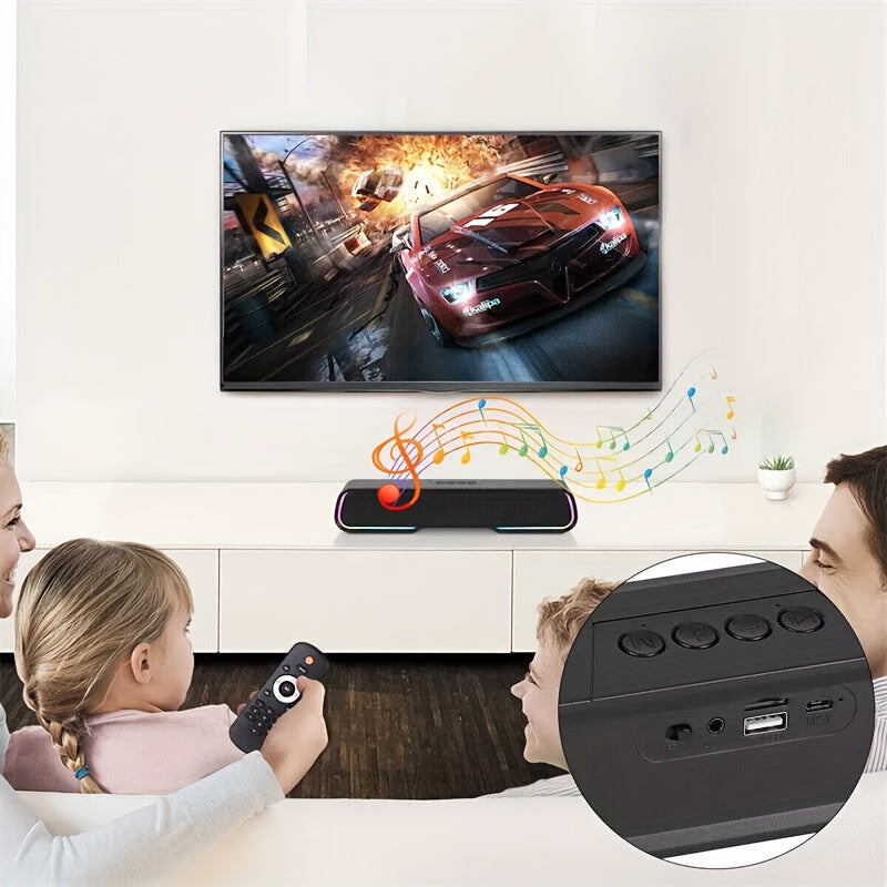 Soundbar Speaker with Subwoofer for Music Playback, HiFi Stereo Speaker, Home TV Surround Sound, Surround System for Home Theater, TF/AUX/U Disk/TWS, Perfect for Gaming And Home Theater Setup, PC, Laptop, Smartphone, Tablet, Gaming Console, High