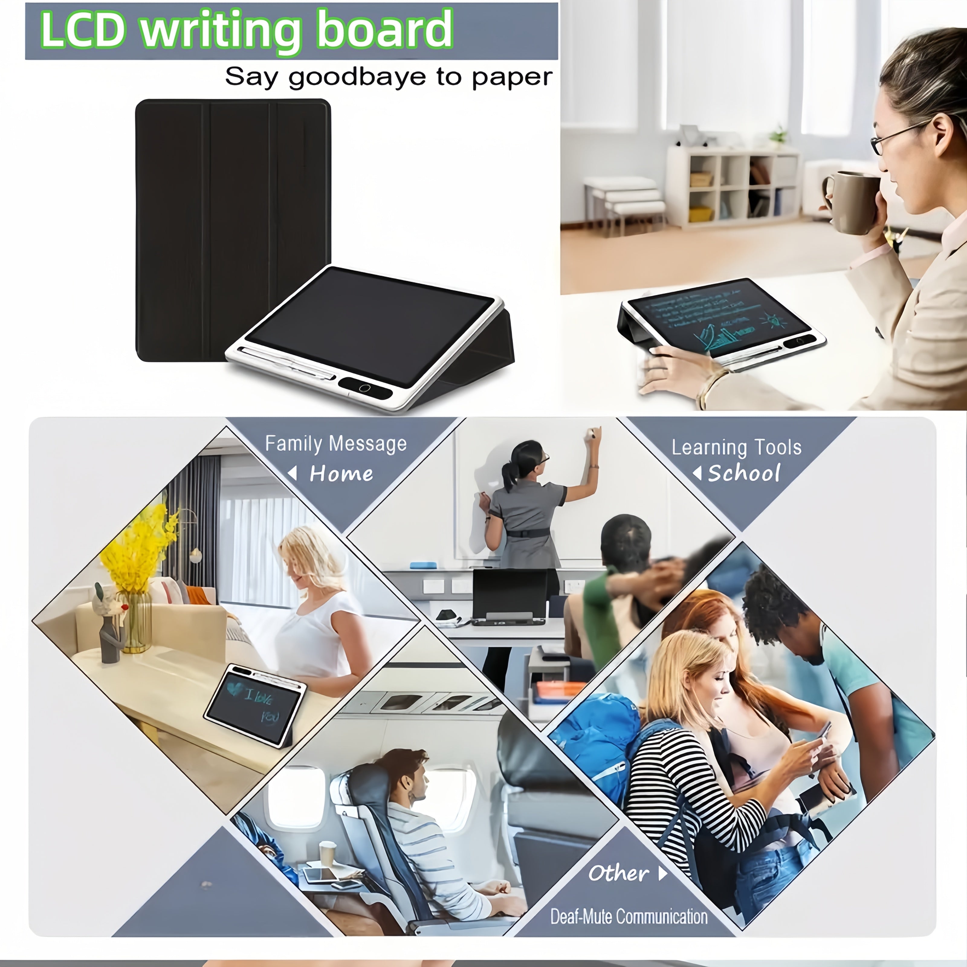 10.1 Inch Large Screen LCD Notebook - Digital Handwriting Pad With Protective Case, Electronic Drawing Board For School, Office, And Creative Doodling - Portable, Stylus-Friendly