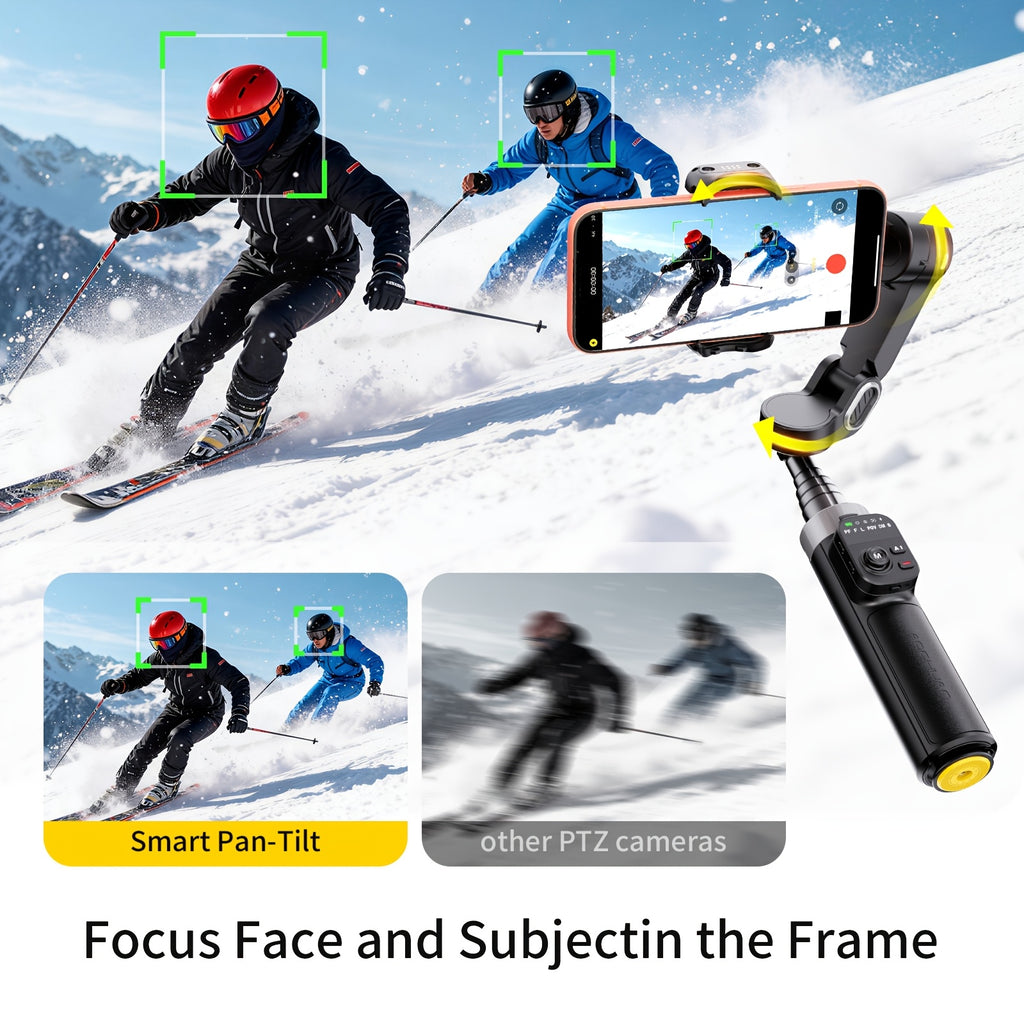 [Gimbal Stabilizer] AOCHUAN Foldable Portable Gimbal: 3-axis Stabilization, 360-degree Rotation, AI Automatic Face Tracking, Built-in Extendable Pole, Magnetic Wireless Remote Control With Panoramic Gesture Control Ideal For Vlogging