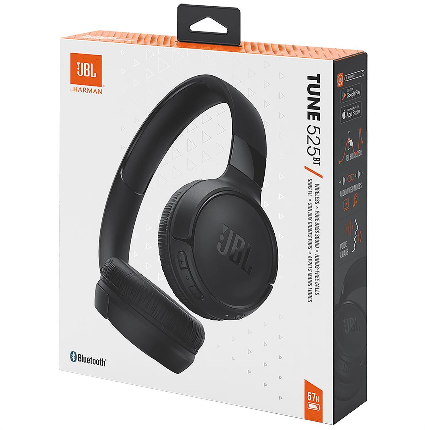 JBL Tune 525BT Wireless Earphones, Bluetooth In-Ear Headphones with Pure Bass Sound, Lightweight Neckband Design, Built-In Microphone, Hands-Free Calls, Long Battery Life – Black,